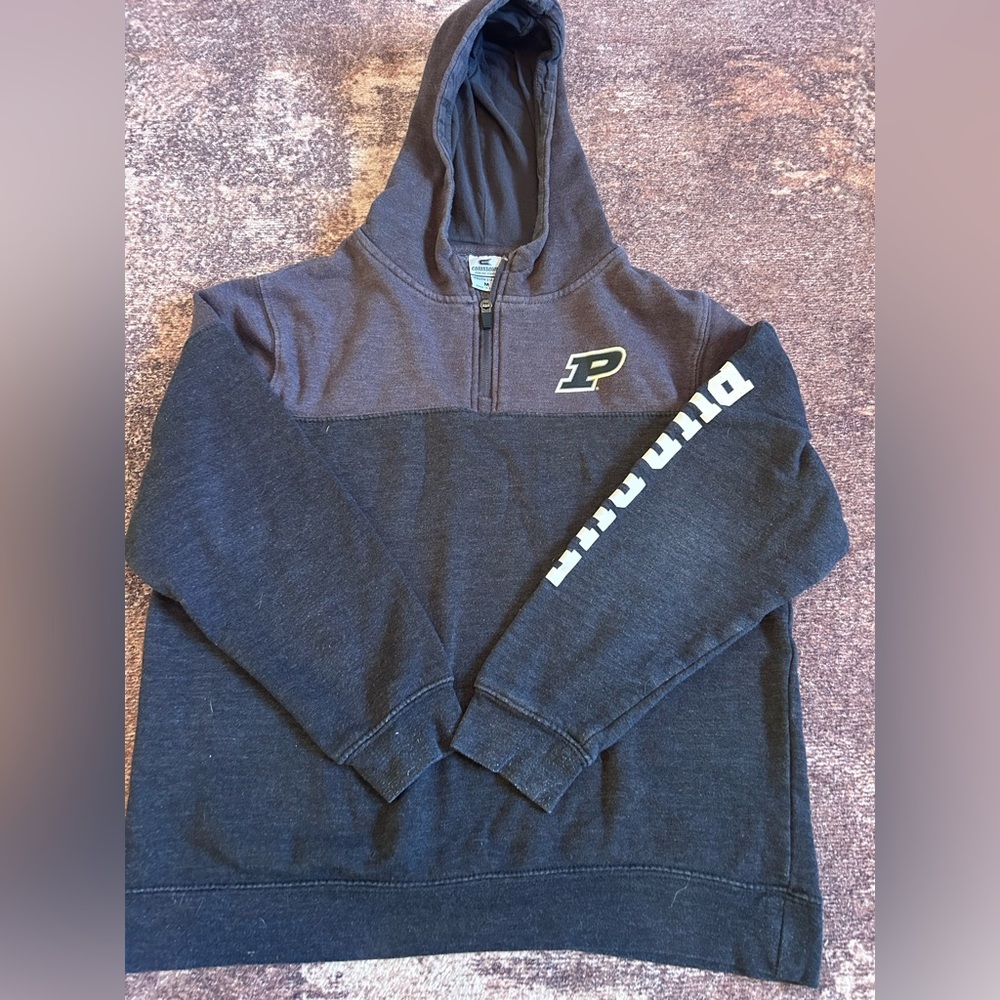 Girls Purdue Medium Black and Gray Zip-Up Hoodie